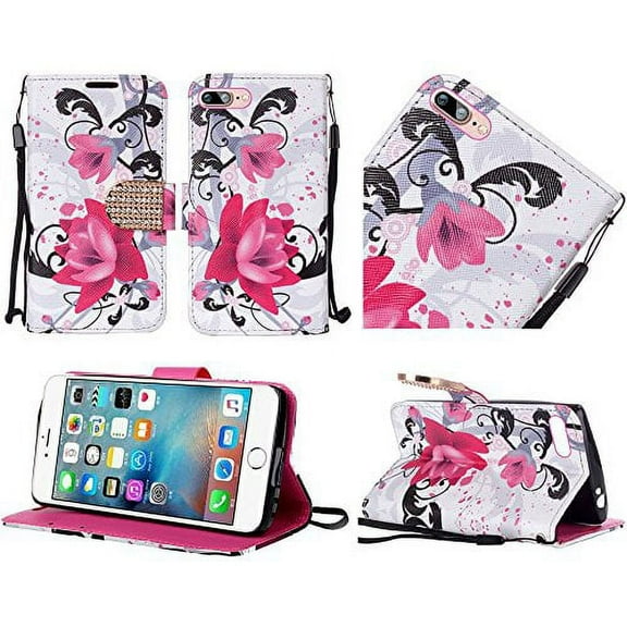 GSA Flip Lily Wallet Case For iPhone SE(2020-22)/8/7/6/6s - Pink/White