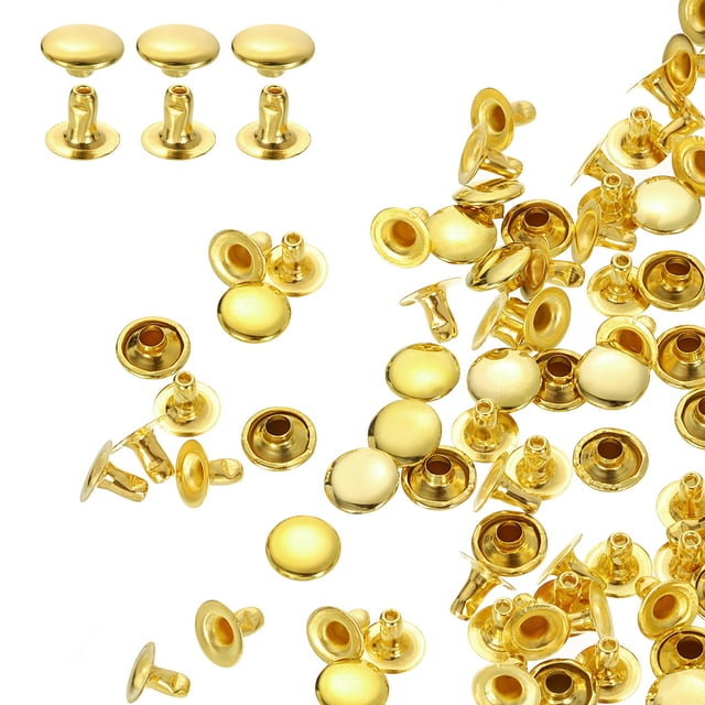Uxcell 200Sets Rivets à Bout Unique 8mm Acier au Carbone Tête Ronde, Or