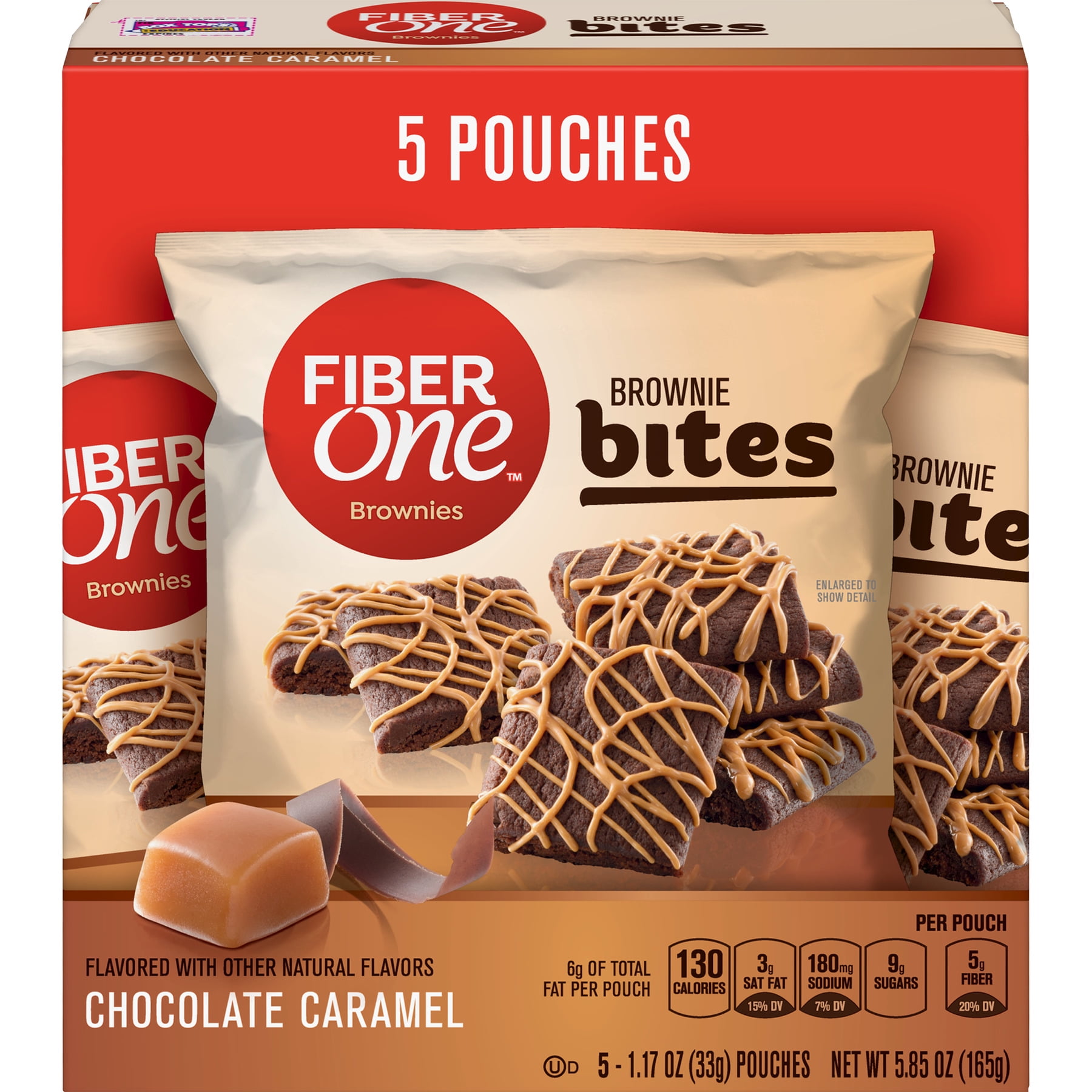 Fiber One Chocolate Caramel Brownie Bites 5Ct Carton, 5.85 oz Walmart