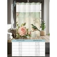 thumbnail image 6 of No Hook Cloth Fabric Shower Curtain with Snap in Liner, Pink Floral Waterproof Shower Curtains Set with See Through Top Window, Bird Branch Vintage Mottled Middle Century Bath Curtains Shower 36"x72", 6 of 6