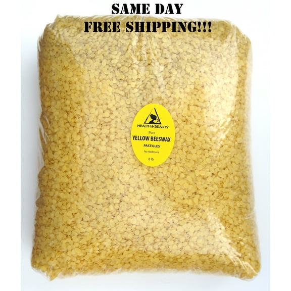 YELLOW BEESWAX BEES WAX ORGANIC PASTILLES BEADS PREMIUM 100% PURE 8 LB