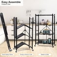 thumbnail image 5 of BISHE 4-Shelf Foldable Storage Shelves with Wheels, Heavy Duty Shelving Unit, Freestanding Metal Wire Shelf Rack, No Assembly Organizer Rack for Garage Kitchen, Basement, Pantry, Black, 5 of 7