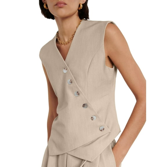 Sherrylily Women Waistcoat Vest Sleeveless Blazers V Neck Button Up Work Office Vests