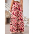 thumbnail image 3 of PTHTECHUS Womens Floral Wide Leg Pants With Pockets High Waist Adjustable Knot Loose Casual Trousers Business Work Casual Pants Loose Pants, 3 of 6