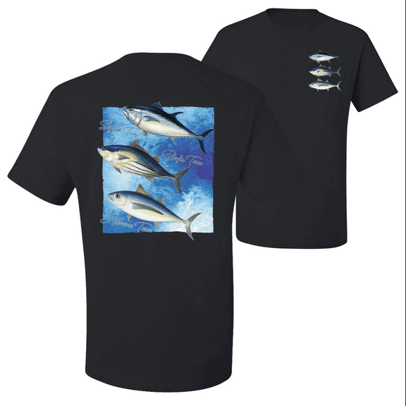 Wild Bobby, Cool Skipjack Bluefin Albacore Tuna Fish Trio Fishing Graphic T-Shirt