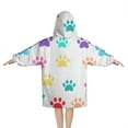 thumbnail image 2 of Colorful Dog Paw Footprint Blanket Hoodies for Kids 6-13YR Oversize Wearable Blanket Hoodies for Boys Girls Teens, 2 of 7
