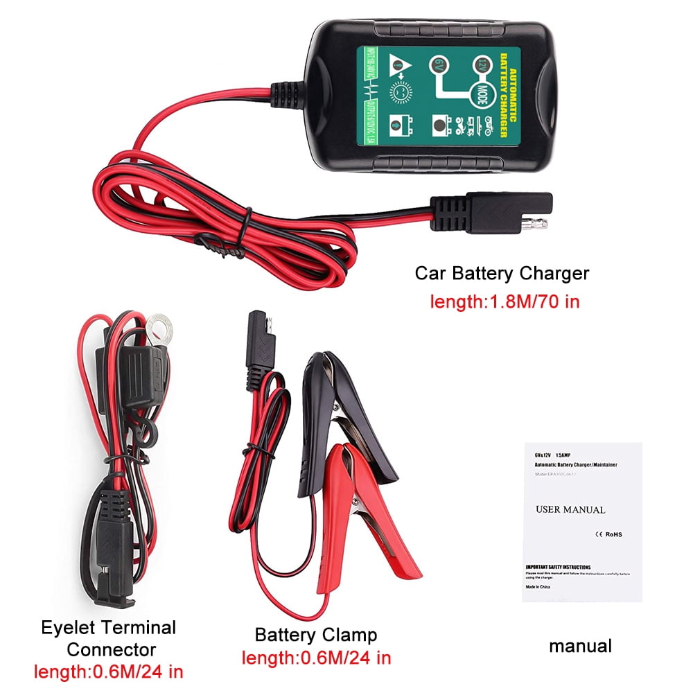 Welan 12V/6V Smart Battery Tender, 1.5A Battery Charger and Maintainer, Trickle Charger for Car Motorcycle