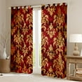 thumbnail image 2 of Feelyou Damask Black Out Curtains, Red Gold Mandala Flower Curtains Pack of 2 (42x63 Each), 2 of 6