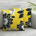 thumbnail image 3 of Nawypu  Decorative Throw Pillow Cover Indoor Outdoor Water Resistant Canvas Vivid Yellow Grey Black Blooming Flower, 3 of 5
