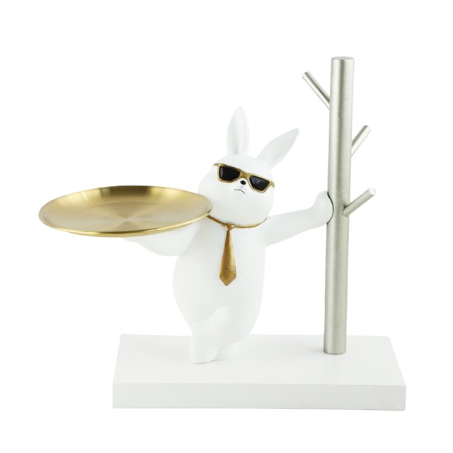 Bandeja de escultura de resina de decoración de estatua de conejo para estantería de sala de estar en casa Tmvgtek Libre de BPA