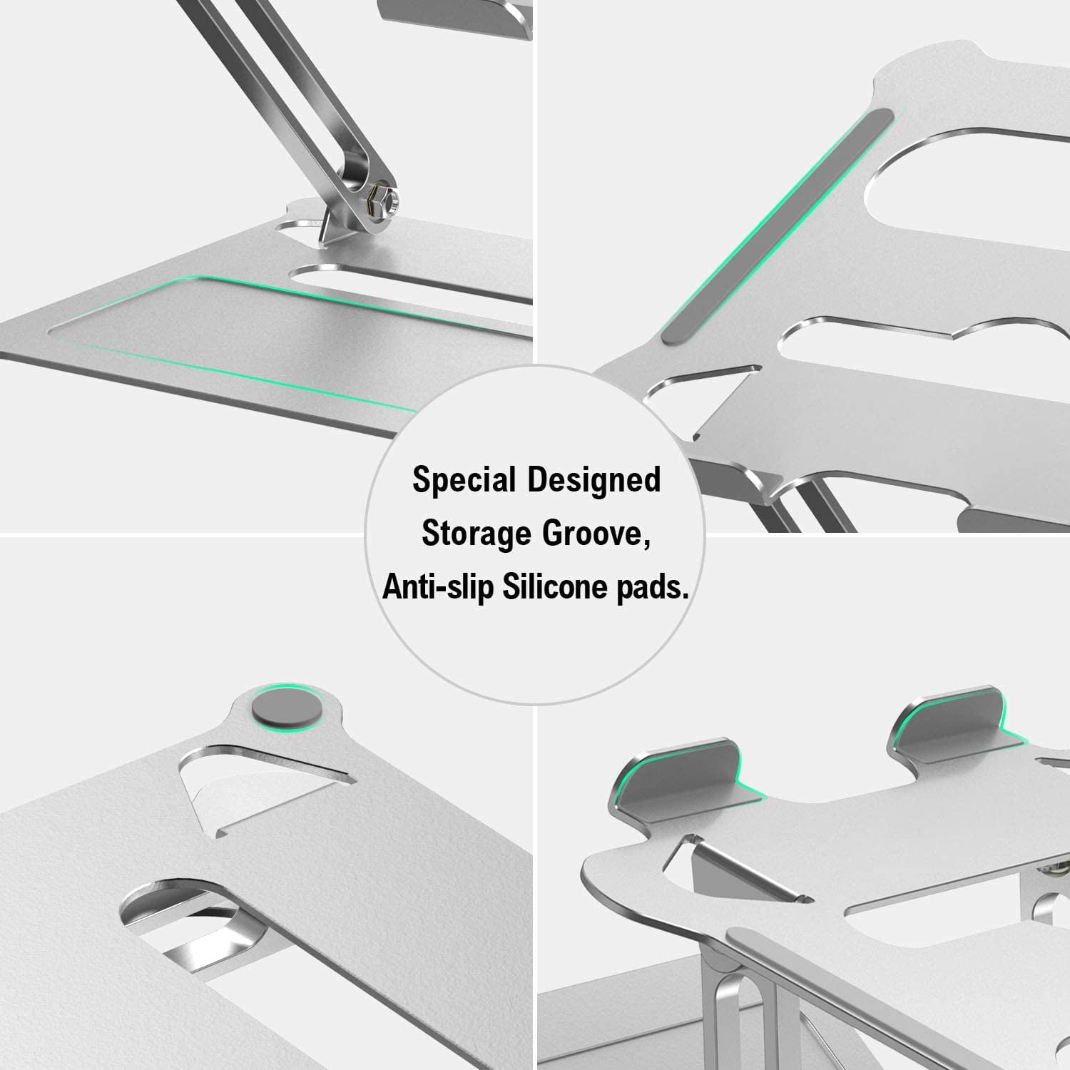 AUBEAMTO  Laptop Stand for Desk,Adjustable Laptop Stand ,Ergonomic Computer Stand Laptop Riser, Sit to Stand Laptop Holder Compatible with All Laptops 10-17" MacBook Pro, iPad Air(Z19-Silver)
