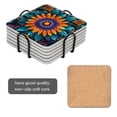 thumbnail image 2 of BaHomeck Drink Coasters Set Of 6 With Holder Colorful Paper-Cut Style Mandala Made Of Leaves And Flowers Water Absorbent Ceramic Coasters Tabletop Protection,Suitable For Various Cup,Home Decor, 2 of 4