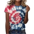 thumbnail image 3 of QUNYINEY Tie Dye Women's Shirts Short Sleeve Casual Crew Neck Tops Going Out Loose Pullover Shirts, 3 of 6