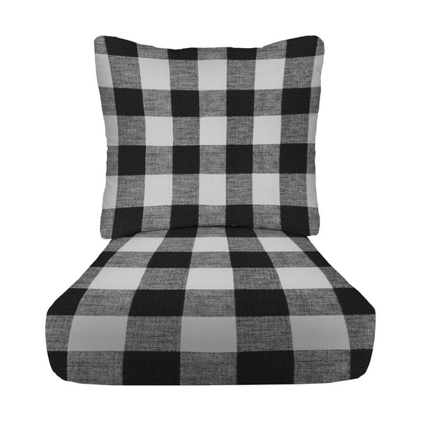 Rsh Décor Indoor Outdoor Deep Seating Cushion Set 24 X 5 Seat And 25 21 Back Black Buffalo Plaid Com - Black And White Check Patio Chairs