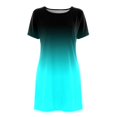 thumbnail image 3 of B91xZ Robe de Soirée pour Femmes Col Carré Manches Courtes Longueur Genou Fluide Robe d'Été, Bleu TG, 3 of 4