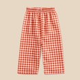 thumbnail image 2 of Odeerbi 9M-4Y Toddler Boys Girls Plaid Cotton Wide Leg Pants Summer Elastic Waist Checkered Pants, 2 of 4