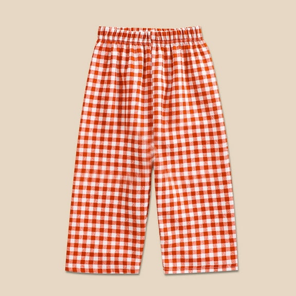 Toddler Baby Boy Girl Gingham Pants Retro Elastic Waist Checkered Plaid Long Pants Casual Sweatpants Bottoms