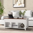 thumbnail image 2 of Patiojoy Height Adjustable Wood Table Coffee Desk Teapoy Hidden Compartment for Office, 2 of 10