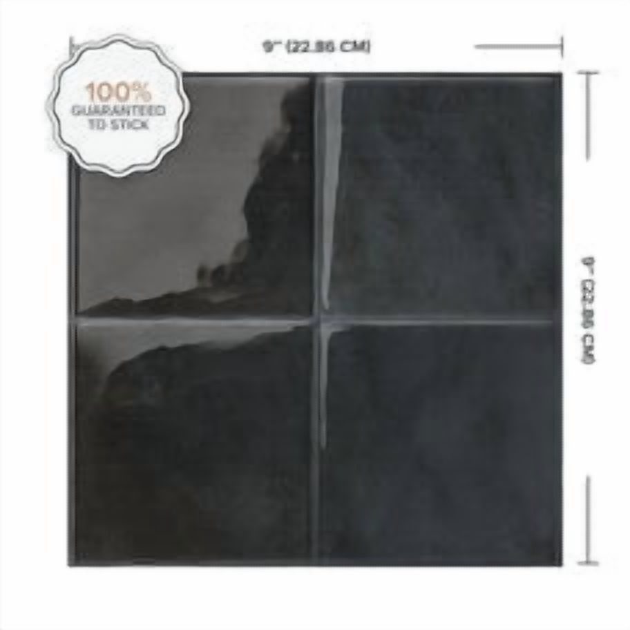 Smart Tiles Peel and Stick Backsplash, 5 Adhesive Tiles, Zellige Black, 9"x9"