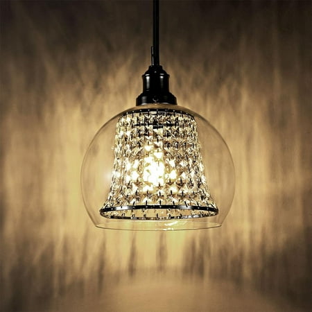 

GetLedel Double Shaded Crystal Globe Pendant Light - Chrome