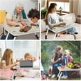 thumbnail image 3 of Oversized Foldable Laptop Bed Desk with Cup Holder Drawer USB Ports Fan and LED Lamp Portable Bed Tray Table for Eating Reading Working and Studying,Woodgrain, 3 of 11