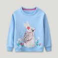 thumbnail image 2 of Wxirdiow Crewneck Sweatshirt Girls Oversized Sweatshirt Long Sleeve Crewneck Kids Lightweight Cute Pullover Tops Light Blue Size,6 Years, 2 of 7