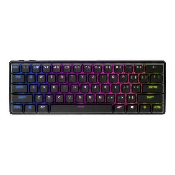 SteelSeries Apex Pro Mini Wireless - Clavier - 60 % - Rétroéclairé - Sans Fil - USB, 2.4 GHz, Bluetooth 5.0 - Anglais US - Interrupteur de Touche : OmniPoint 2.0 Réglable - Noir - Boîte