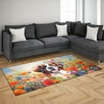 thumbnail image 3 of Welcome Spring Summer Saint Bernard Portrait Flower Blue Sky Indoor Rug St Dog Lover Carpet Living Bed Room Sofa Home Decor - 12001, 3 of 5