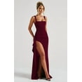 thumbnail image 3 of Women Formal Dresses Sleeveless Bodycon Ruched High Slit Maxi Dress Cocktail Prom Wine Red L, 3 of 6