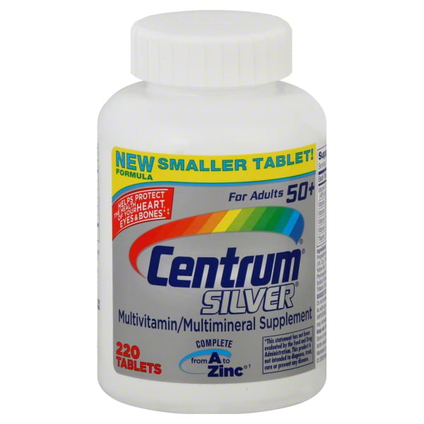 Centrum Silver Adult 50+ Multivitamin Tablets, 220 Ct - Walmart.com ...