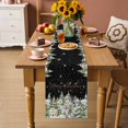 thumbnail image 2 of Christmas Table Runner 60 Inches Long Farmhouse Dress Scarves, Winter Xmas Trees Snowflakes Country Cabin Black Dining Tablerunner for Coffee Table/Kitchen Island/Party Décor, 13" x 60", 2 of 8