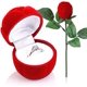 thumbnail image 1 of Caja para anillos contenida en el capullo de una rosa artificial de tallo largo Para bodas, San Valentín, compromiso ER, 1 of 5