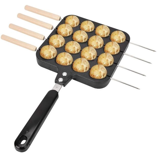 Takoyaki Grill Pan, Takoyaki Pan con asa Takoyaki Grill Pan Antiadherente Takoyaki Grill Pan Placa Molde para hornear Bandeja Pulpo Pellets Molde Takoyaki Pan 16 agujeros 4 agujas para hornear