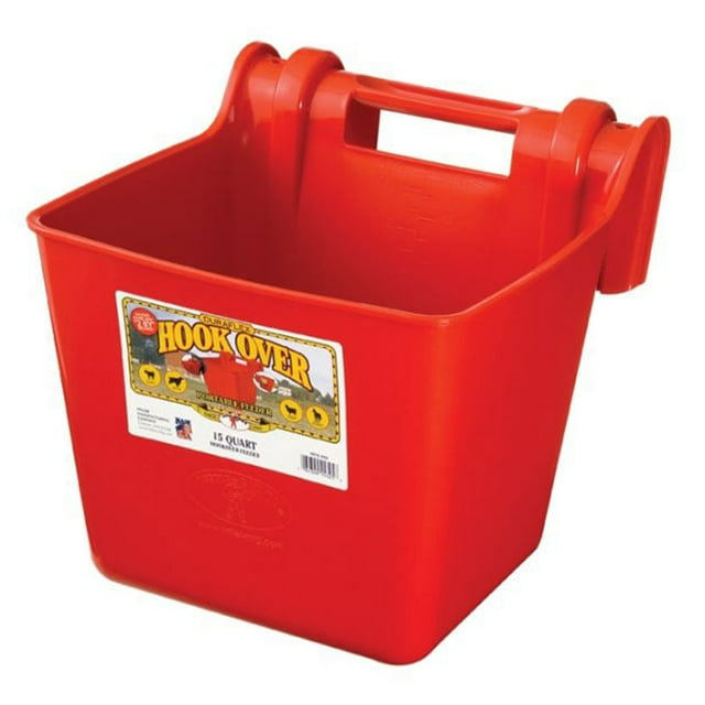 Little Giant 15 Quart Mountable Livestock & Pet Hook Over Feeder, Red