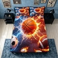 thumbnail image 4 of meiyoeat Fire Water Multisport Bed Sheets for Boys, Lightning Basketball Baseball Soccer Full Size Sheets, 4-Piece, 1 Flat Sheet, 1 Fitted Sheet and 2 Pillowcases, 4 of 5