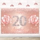 thumbnail image 1 of Fondo para cartel de feliz cumpleaños número 20, 20 suministros de decoración para fiesta de cumpleaños para mujeres o hombres, oro rosa, 4 x 6 pies, 1 of 5