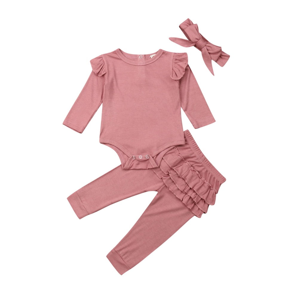Autumn Newborn Infant Baby Girl Clothes Romper Ruffle Bodysuit Outfit Set US 