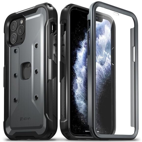 Vena iPhone 11 Pro Case, [vArmor Pro] Full Body Rugged Heavy Duty Defender Case with Built-in Screen Protector, Designed for iPhone 11 Pro (Space Gray/Black)
