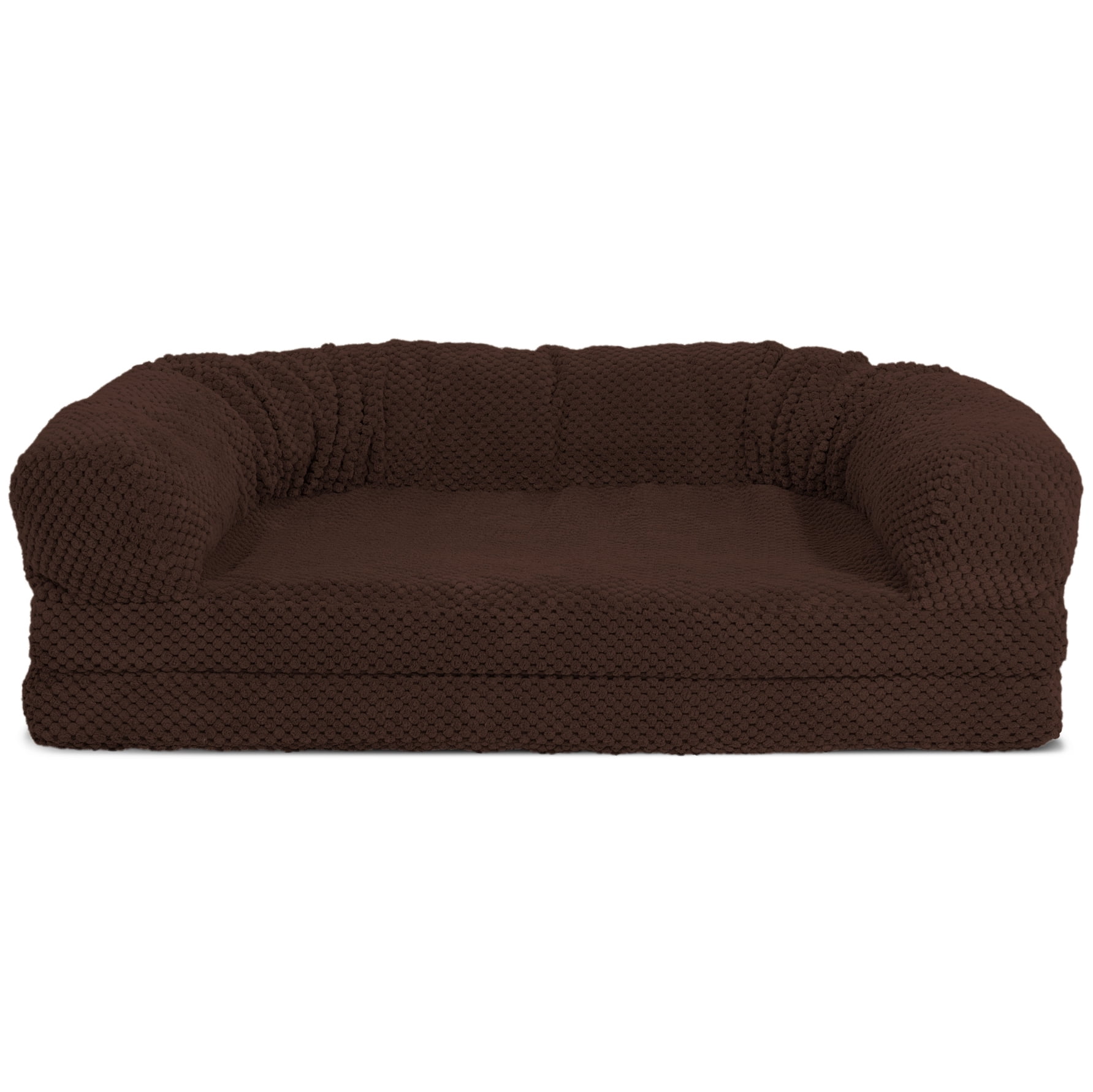 Precious Tails Chenille Round Sofa Fold Out Orthopedic Pet Dog Bed