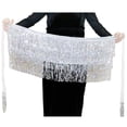 thumbnail image 1 of tredstone Jupe Rétro à Franges Multicolore Belle Sequins Enveloppante Tenue de Danse Costume Rave Femmes Blanc, 1 of 6