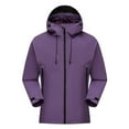 thumbnail image 2 of RYDCOT Outdoor Men's Waterproof Windproof Long Sleeved Hooded Jacket Mountaineering Solid Color Top Purple, 2 of 8