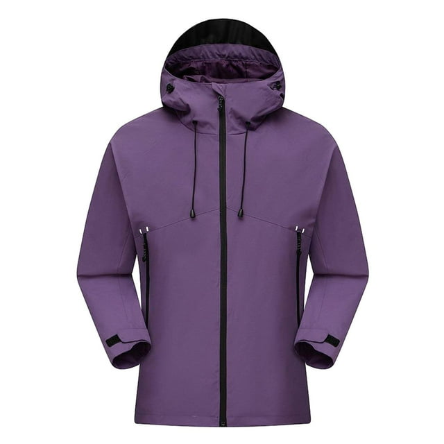 Viluyesy Manteaux Coupe-Vent pour Hommes à Manches Longues à Fermeture Éclair, Randonnée en Plein Air, Veste Décontractée pour Hommes, Veste Mode Unie, Violet, 3TG