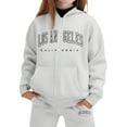 thumbnail image 3 of Tiijoy Big Girls Fleece Sweatsuit Los Angeles Print Zip Up Hoodie Joggers Set, Sizes 7-8, 3 of 3