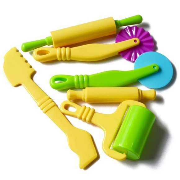 SNNROO 6pcs/set Kids Creative Color Play Dough Model Tool Toys 3D Plasticine Tools Playdough Set Early Learning Toys