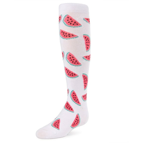 MeMoi Fruity Fun Watermelon Cotton Blend Knee-High Socks - Girls - Female, 6, Denim
