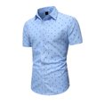thumbnail image 2 of Puntoco Tank top for Men Mens Dress Shirts Short Sleeve Regular Fit Casual Button Down Shirt Inner Contrast Business formal Pocket Shirt Sky Blue XS(XS), 2 of 6