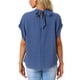 thumbnail image 3 of INSPIRAR CHIC Blusa Casual de Verano de Manga Corta con Cuello Redondo y Pliegues de Puntos Suizos para Mujeres Azul XS, 3 of 6