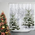 thumbnail image 5 of Christmas Tree Shower Curtain Winter Forest Pine Tree Snowflake Snowfall Natural Scene Bathroom Shower Curtains for Bathtub Decoration with Hooks 72x72 Inch, 5 of 6