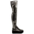 thumbnail image 5 of Ollio Women's Shoes Stretch Faux Leather Thigh-high Flat Platform High Heel Long Boots TWB01018, 5 of 5