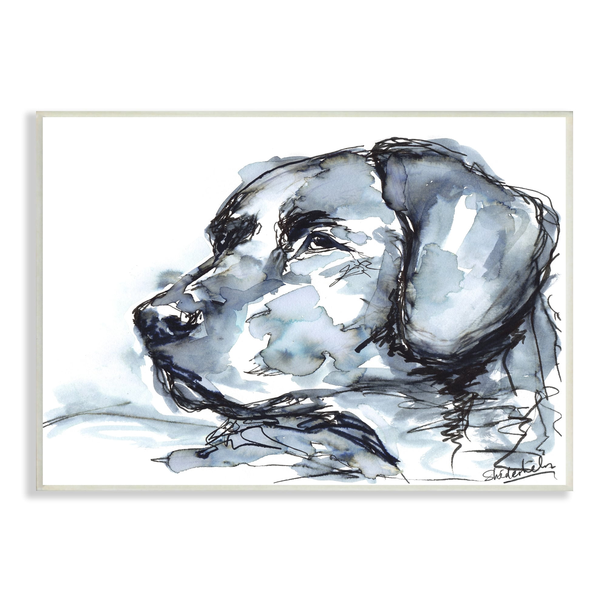 Stupell Industries Monochrome Ink Dog Portrait Abstract Watercolor Detail Painting Unframed Art Print Wall Art, Design by Kendra Shedenhelm